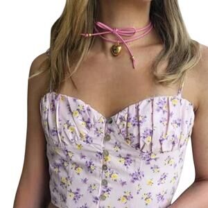 ZARA Pink Floral Pattern Bralet Crop Top Size S